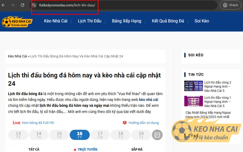 Xem lịch thi đấu bóng đá ở đâu